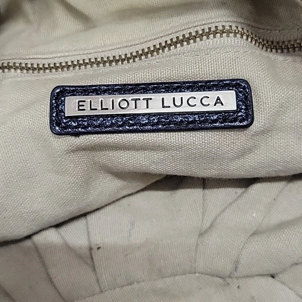 Elliott Lucca Black Woven Leather Drawstring Crossbody Bag